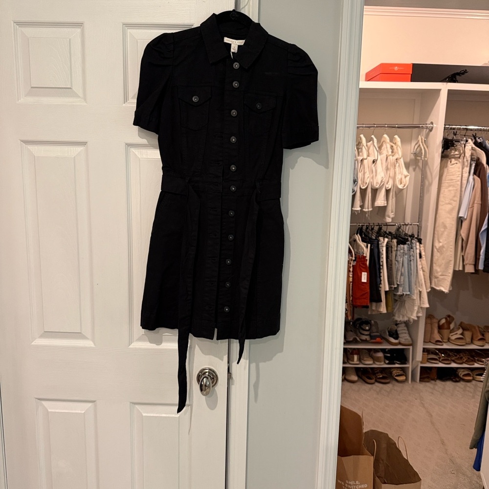 Black Button-Front Shirt Dress